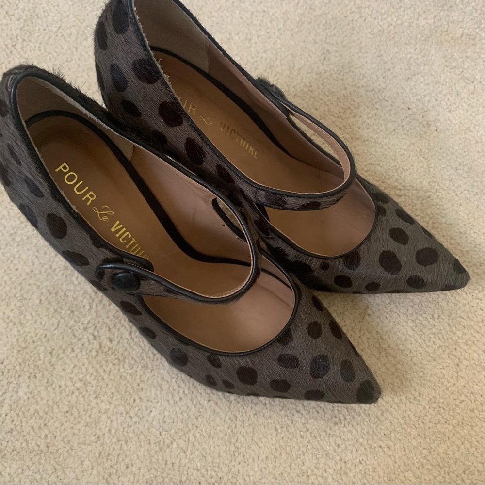 Pour La Victoire Women Size:6 1/2 Brown Pointed Toe Polka Dot Stiletto Heels - Picture 4 of 12